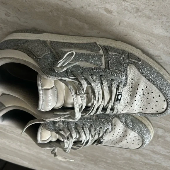 AMIRI Glitter Gray and Cream Sneakers - Picture 2 of 4